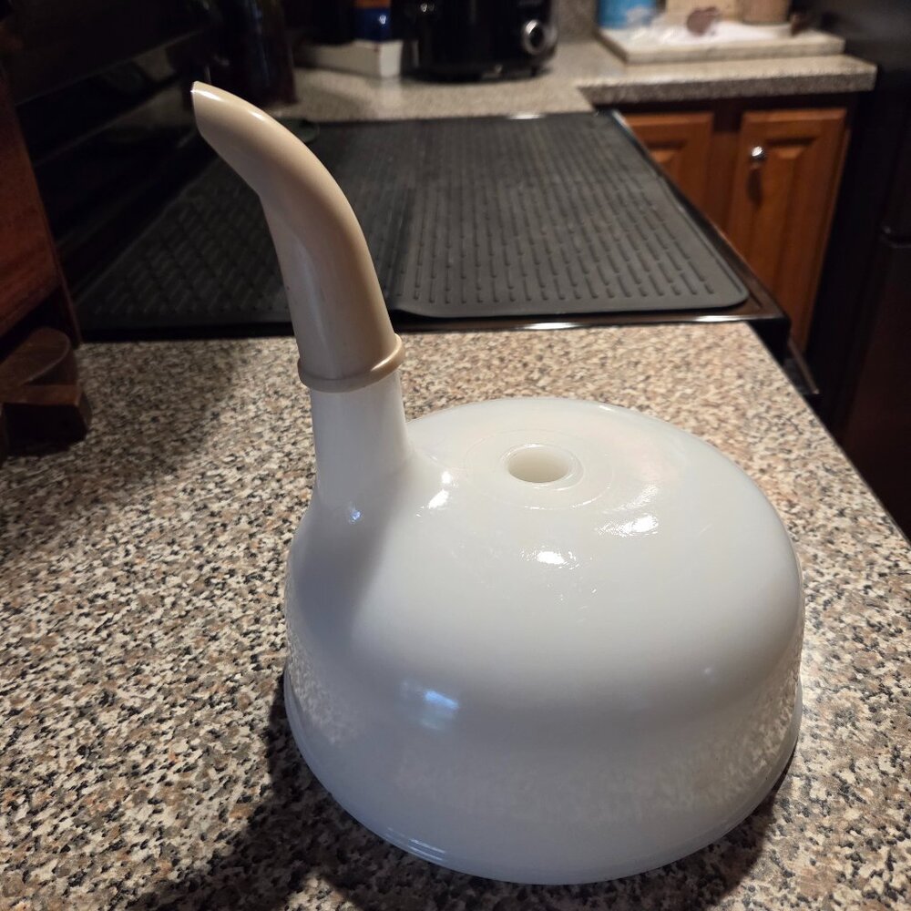 Vintage Sunbeam Mixmaster Juicer Bowl Attachment White Milk Glass with Nozzle